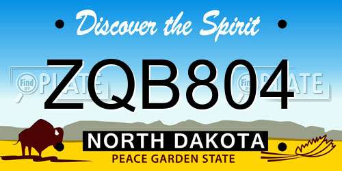 ZQB804 North Dakota License Plate