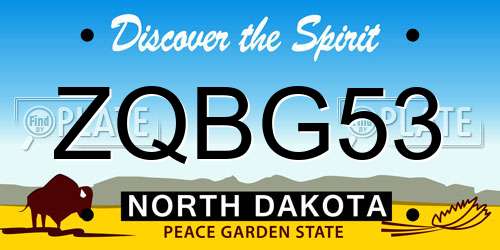 ZQBG53 North Dakota License Plate