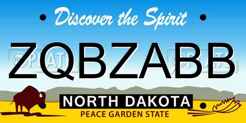 ZQBZABB North Dakota License Plate