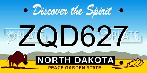 ZQD627 North Dakota License Plate