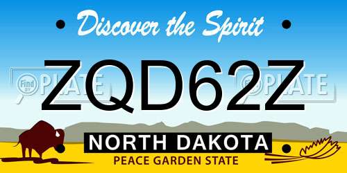 ZQD62Z North Dakota License Plate