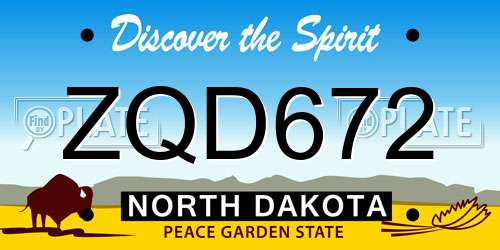 ZQD672 North Dakota License Plate
