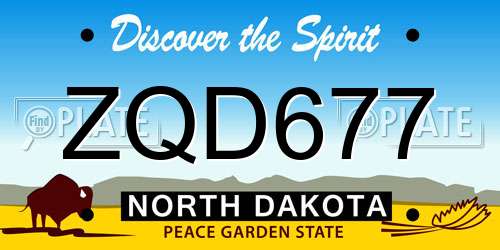 ZQD677 North Dakota License Plate