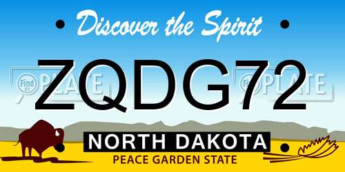 ZQDG72 North Dakota License Plate