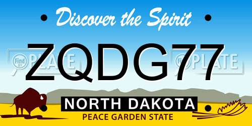 ZQDG77 North Dakota License Plate