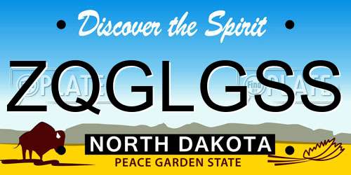ZQGLGSS North Dakota License Plate
