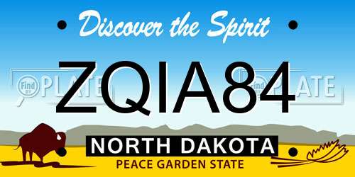 ZQIA84 North Dakota License Plate