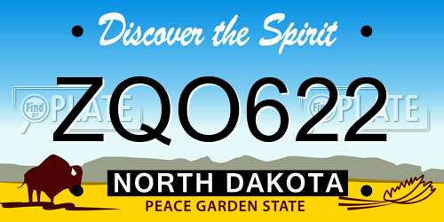 ZQO622 North Dakota License Plate