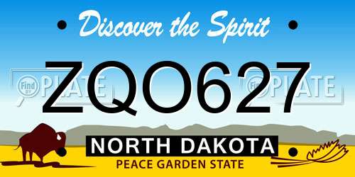 ZQO627 North Dakota License Plate