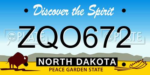 ZQO672 North Dakota License Plate