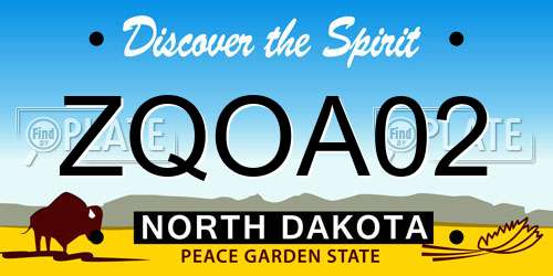 ZQOA02 North Dakota License Plate