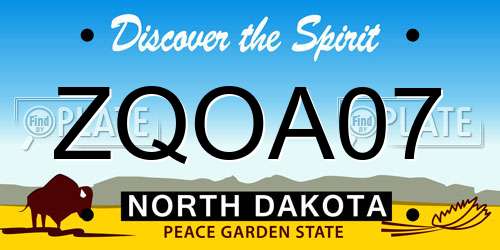 ZQOA07 North Dakota License Plate