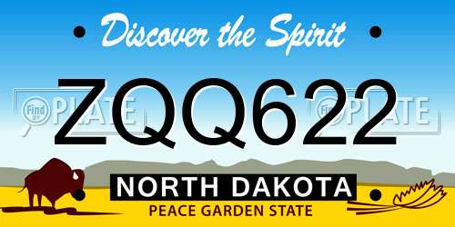 ZQQ622 North Dakota License Plate
