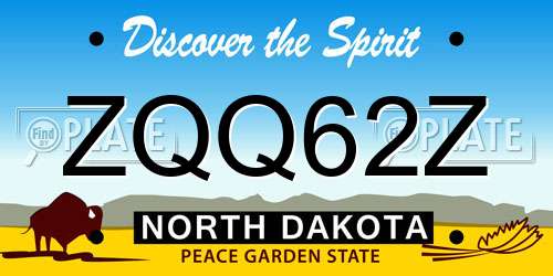 ZQQ62Z North Dakota License Plate