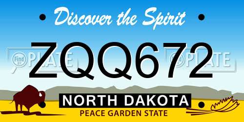 ZQQ672 North Dakota License Plate