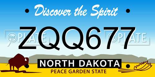 ZQQ677 North Dakota License Plate