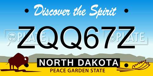 ZQQ67Z North Dakota License Plate