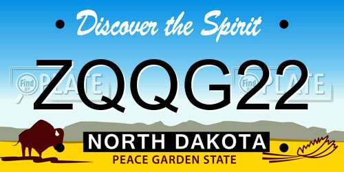 ZQQG22 North Dakota License Plate