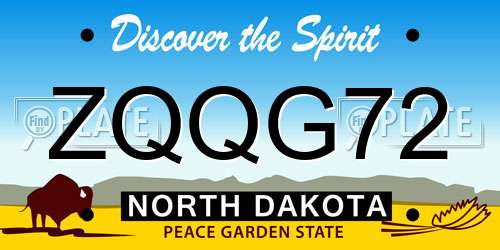 ZQQG72 North Dakota License Plate