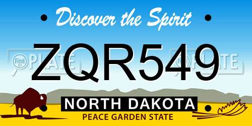 ZQR549 North Dakota License Plate