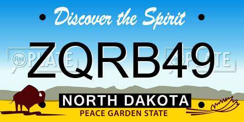 ZQRB49 North Dakota License Plate