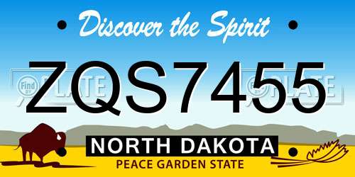 ZQS7455 North Dakota License Plate