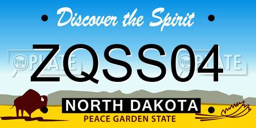 ZQSS04 North Dakota License Plate