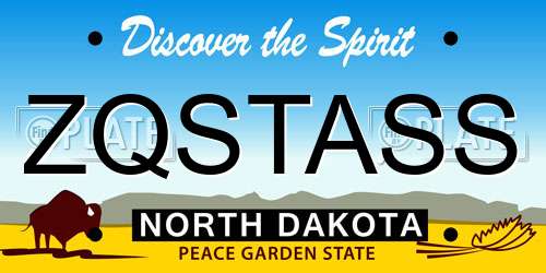 ZQSTASS North Dakota License Plate