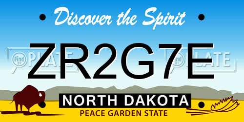ZR2G7E North Dakota License Plate