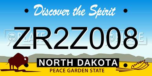 ZR2Z008 North Dakota License Plate