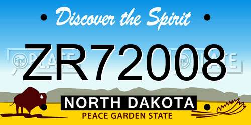 ZR72008 North Dakota License Plate
