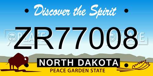 ZR77008 North Dakota License Plate