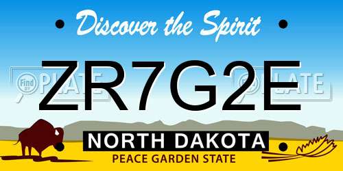 ZR7G2E North Dakota License Plate