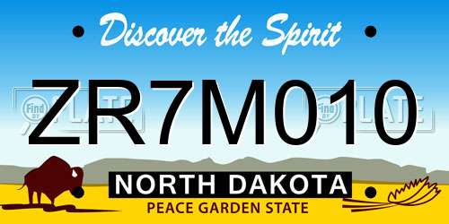 ZR7M010 North Dakota License Plate