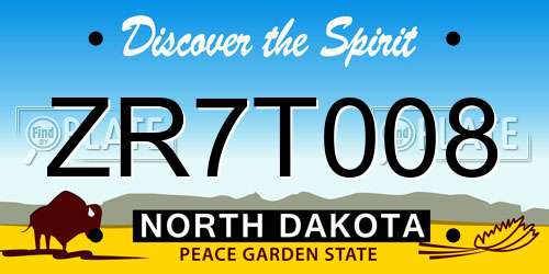 ZR7T008 North Dakota License Plate