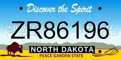 ZR86196 North Dakota License Plate