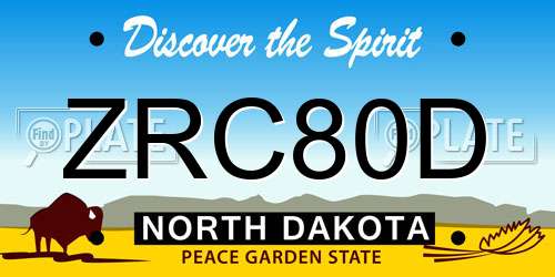ZRC80D North Dakota License Plate