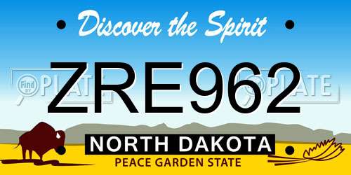 ZRE962 North Dakota License Plate