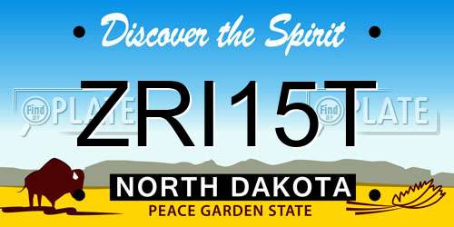 ZRI15T North Dakota License Plate