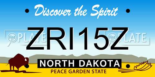 ZRI15Z North Dakota License Plate