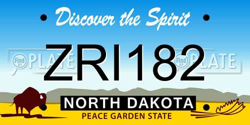 ZRI182 North Dakota License Plate
