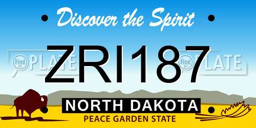 ZRI187 North Dakota License Plate