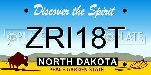 ZRI18T North Dakota License Plate