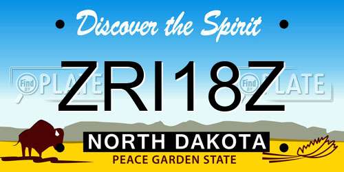 ZRI18Z North Dakota License Plate