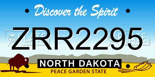 ZRR2295 North Dakota License Plate