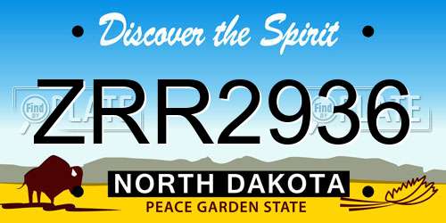 ZRR2936 North Dakota License Plate