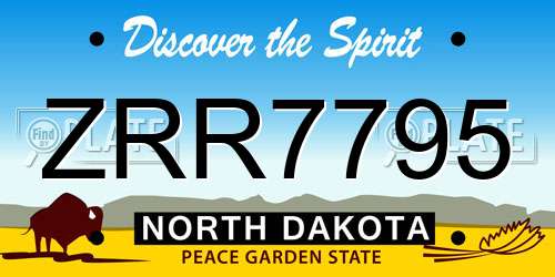 ZRR7795 North Dakota License Plate