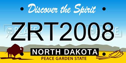 ZRT2008 North Dakota License Plate