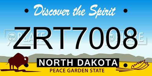 ZRT7008 North Dakota License Plate