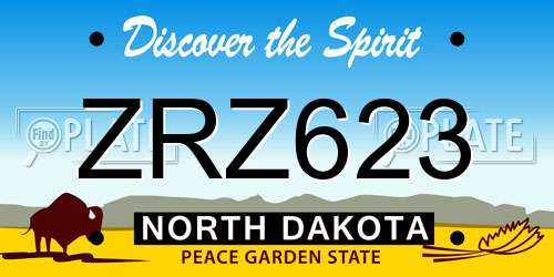 ZRZ623 North Dakota License Plate